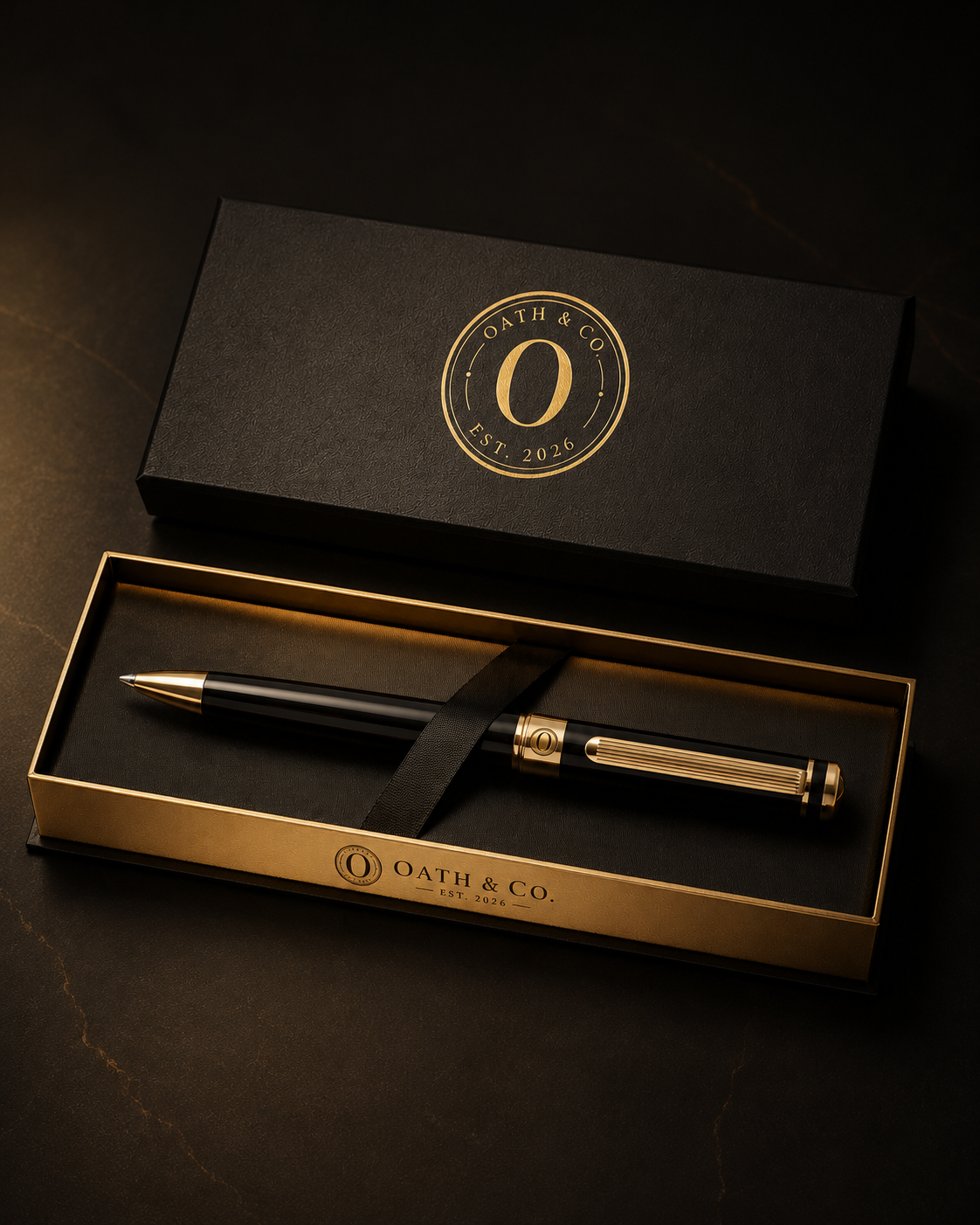 The Oath Pen presented in its keepsake box